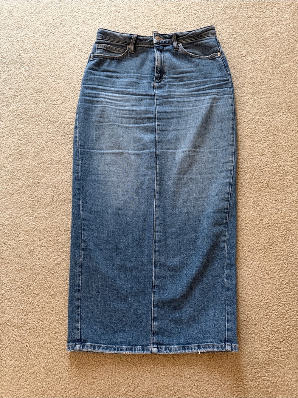 Forever 21 Mid-Blue Denim Maxi Pencil Skirt